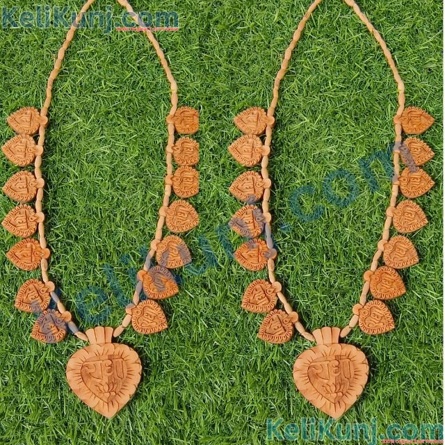 Radha Naam Kadam Wood Haar 14 Leaf With Radha Naam locket And Tulsi Mala