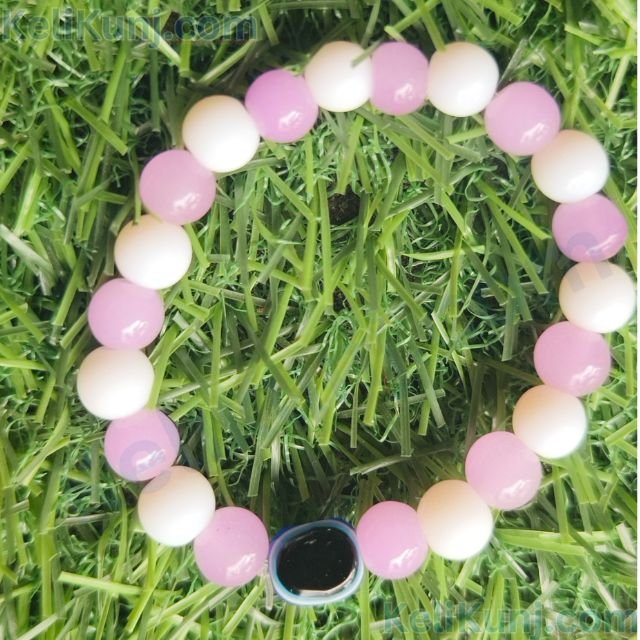 Nazar Battu Bracelet In Pink & White Color With Evil Eye