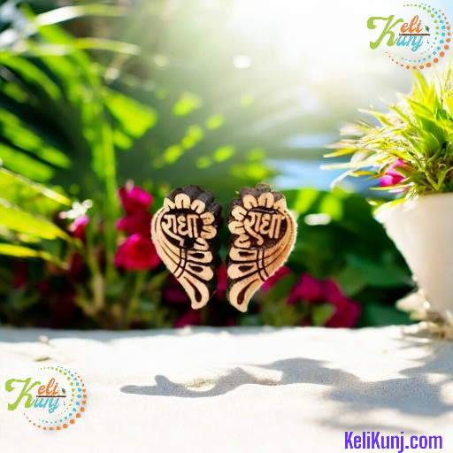 Radha Naam Leaf Earrings Studs Tulsi Ear Studs 100% Original Ideal For Men And Women Tulsi Wood Stud Earring