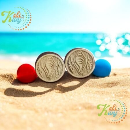 Tulsi Ear Tops With Handicraft Handmade Shankh Style Tulsi Earring