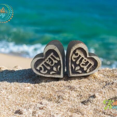 Tulsi Earrings Heart Shape With Radha Naam Seva Tulsi Ear Studs 100% Original Tulsi Earrings - Keli Kunj Vrindavan