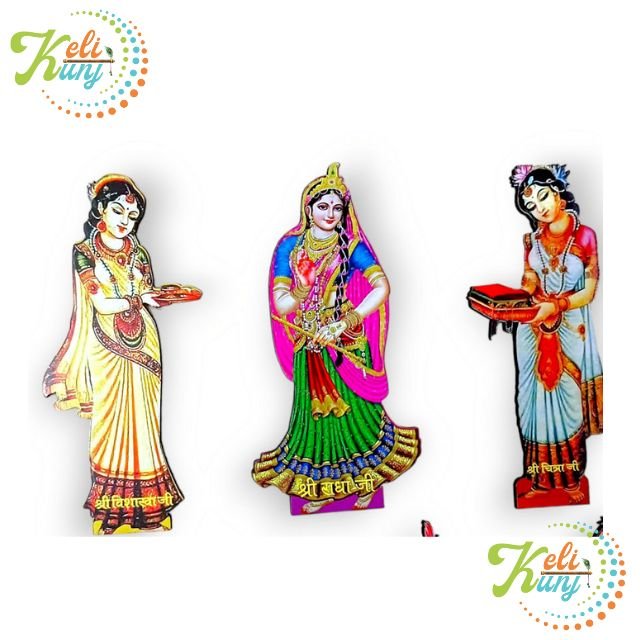 Shri Radha With Ashta Sakhi Figurines Set Shri Radha With Ashta Sakhi Figurines Set (9 Inches) – Divine Vrindavan Collection