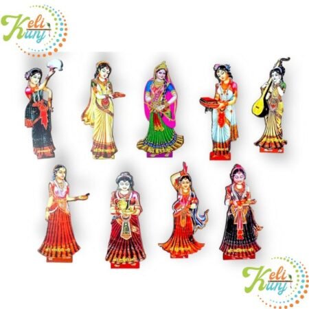 Shri Radha With Ashta Sakhi Figurines Set (9 Inches) – Divine Vrindavan Collection