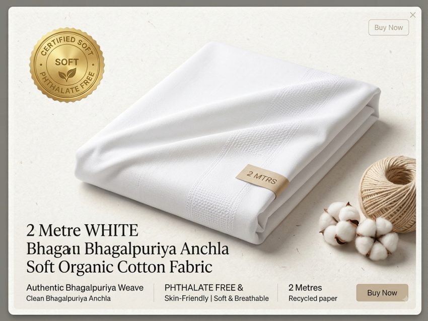 2 Metre White Bhagalpuriya Anchla 2 Metre White Bhagalpuriya Anchla