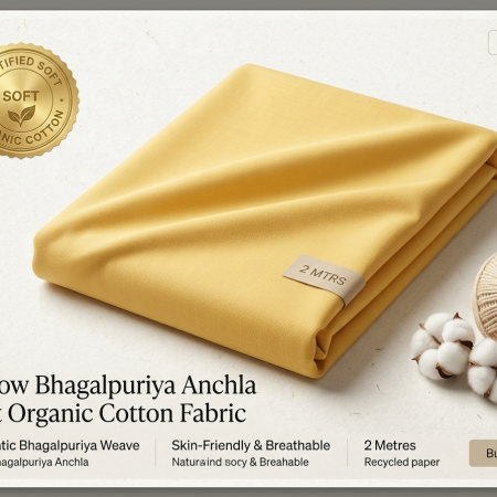 2 Metre Yellow Bhagalpuriya Anchla Soft Organic Cotton