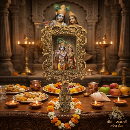 Golden Mirror Darpan for Laddu Gopal Ji, Thakur Ji & Shriji Pooja