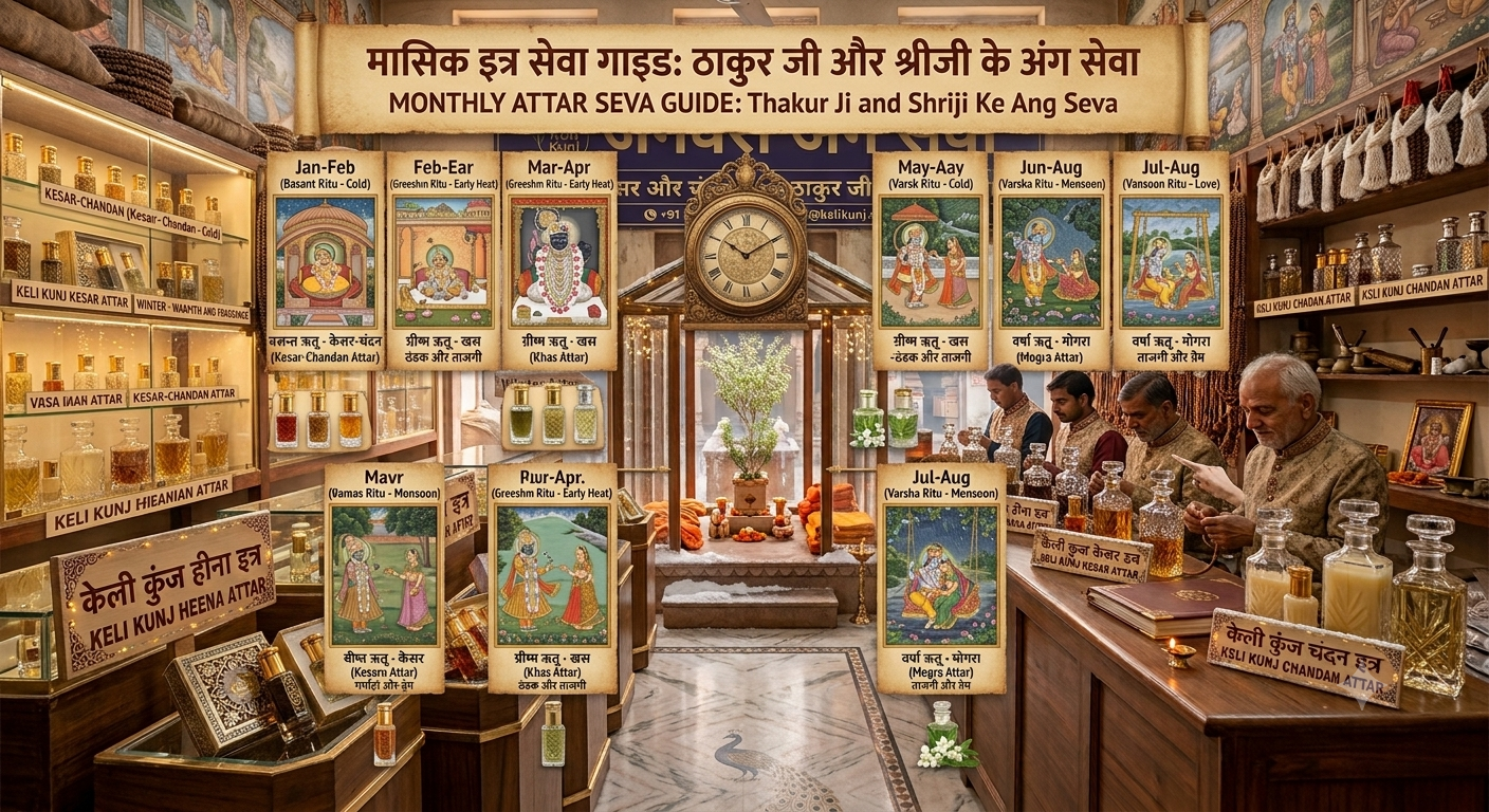 Month-by-Month Attar Seva Guide – Thakur Ji Aur Shriji Ke Ang Seva Ke Liye Sahi Attar Kaise Chunein