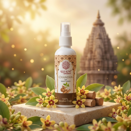 Keli Kunj Chandan Natural Fragrance Spray – 100% Alcohol-Free | For Thakur Ji & Shri Ji Seva | Room, Car & Personal Use