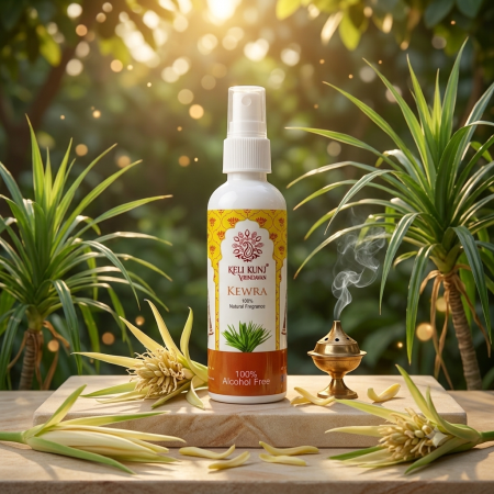 Keli Kunj Kewra Natural Fragrance Spray – 100% Alcohol-Free | For Thakur Ji & Shri Ji Seva | Room, Car & Personal Use