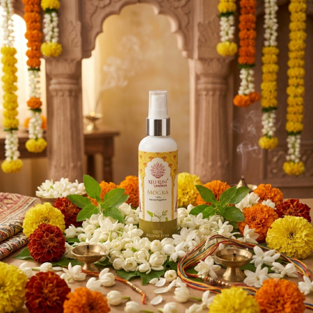 Keli Kunj Mogra Natural Fragrance Spray – 100% Alcohol-Free | For Thakur Ji & Shri Ji Seva | Room, Car & Personal Use