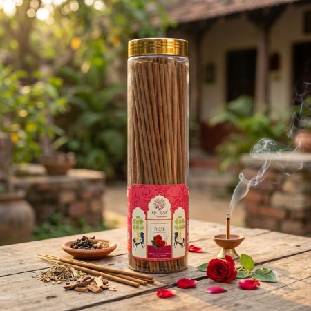 Keli Kunj Rose Agarbatti 250 g pack of natural Panchgavya cow dung incense