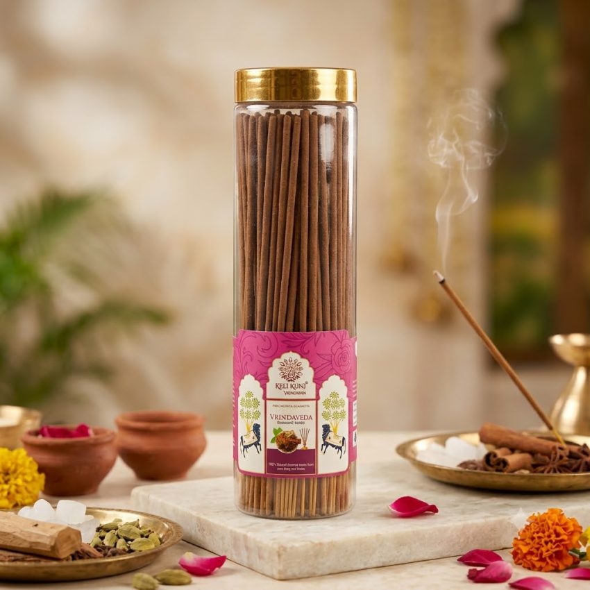 Keli Kunj Vrindaveda Agarbatti Keli Kunj Vrindaveda Panchgavya Agarbatti 250 g cow dung incense packaging