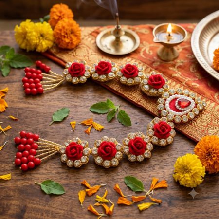 Keli Kunj red Shri Ji Chandrika for Radha Rani traditional Mastak Shringar