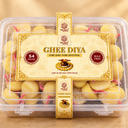 Ghee Diya Batti 51 Pieces Wax-Free Yellow Ready-to-Use Puja Battis