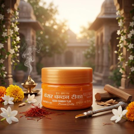Keli Kunj Kesar Chandan Tilak Liquid 50g for Puja and Devotional Rituals