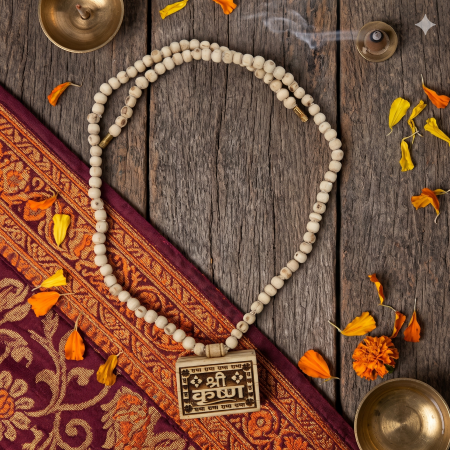 Shri Krishna Tulsi Bhaktmal Pendant with Tulsi Mala, Vrindavan Ki Raj, Bhaktmal Copy and Mahaprasad